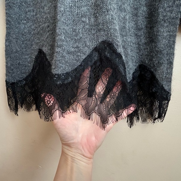 Zara Sz M Sweater Dress Wool Blend With Lace Fringe Trim Business Casual Office - Picture 6 of 14